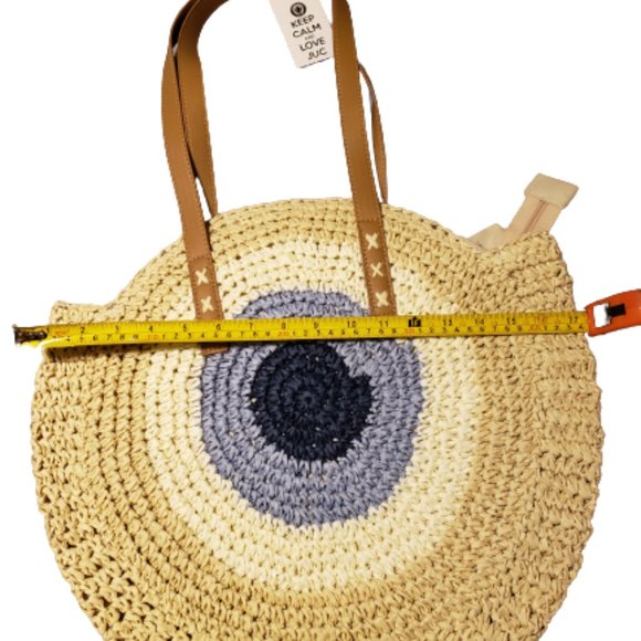 Evil Eye Protection Straw Weave Bag - Picture 3 of 8